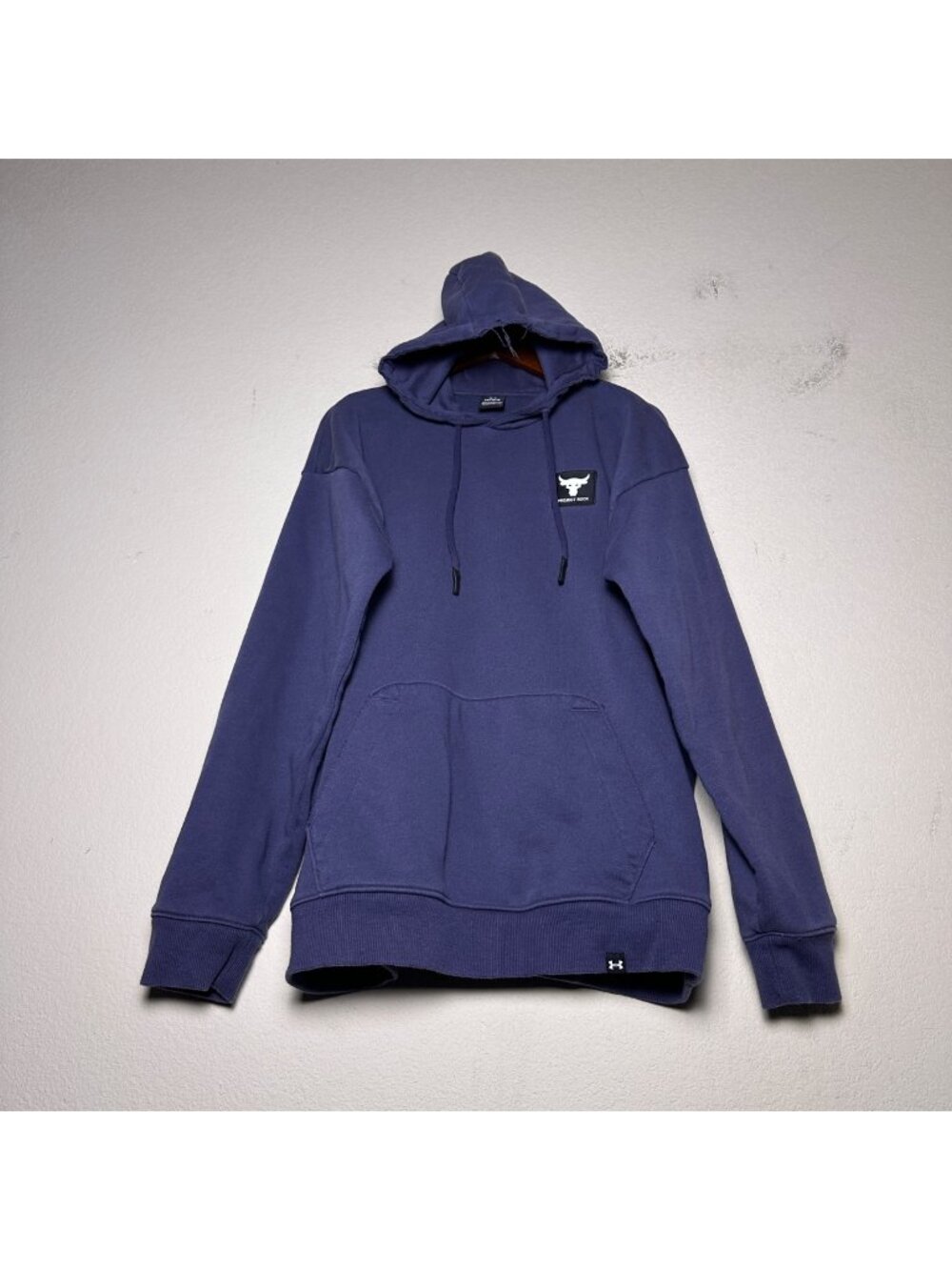 Under Armour Project The Rock Terry Hoodie Men L Blue Gym Wear Workout Running